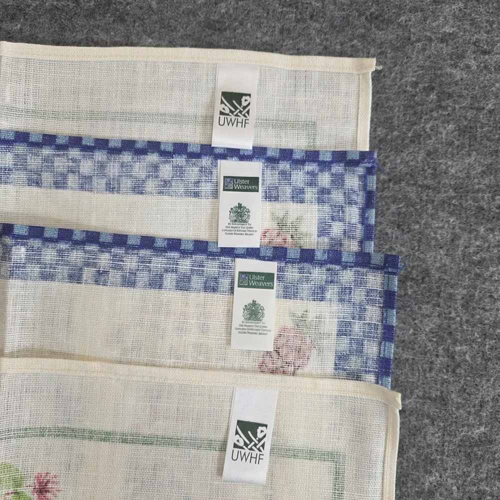 VTG 2 Pairs Ulster Weavers‎ Irish Linen Tea Towels Wild Flowers Jam Jars Kitchen